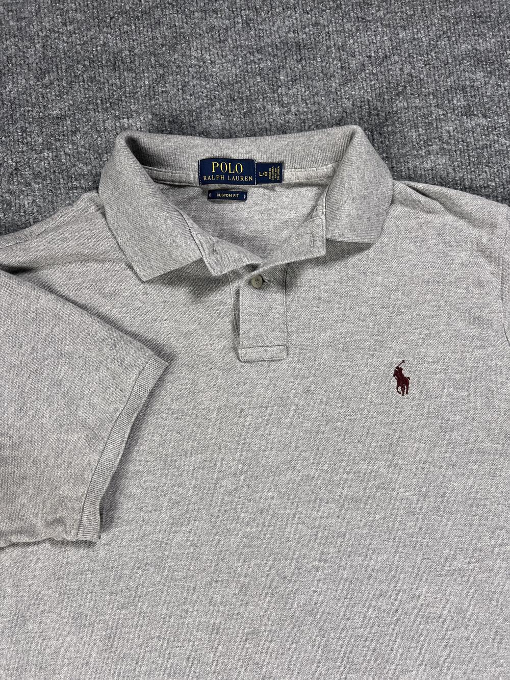 Polo Ralph Lauren Shirt Polo Gray Cotton Slim Collared Short Sleeve Mens Large